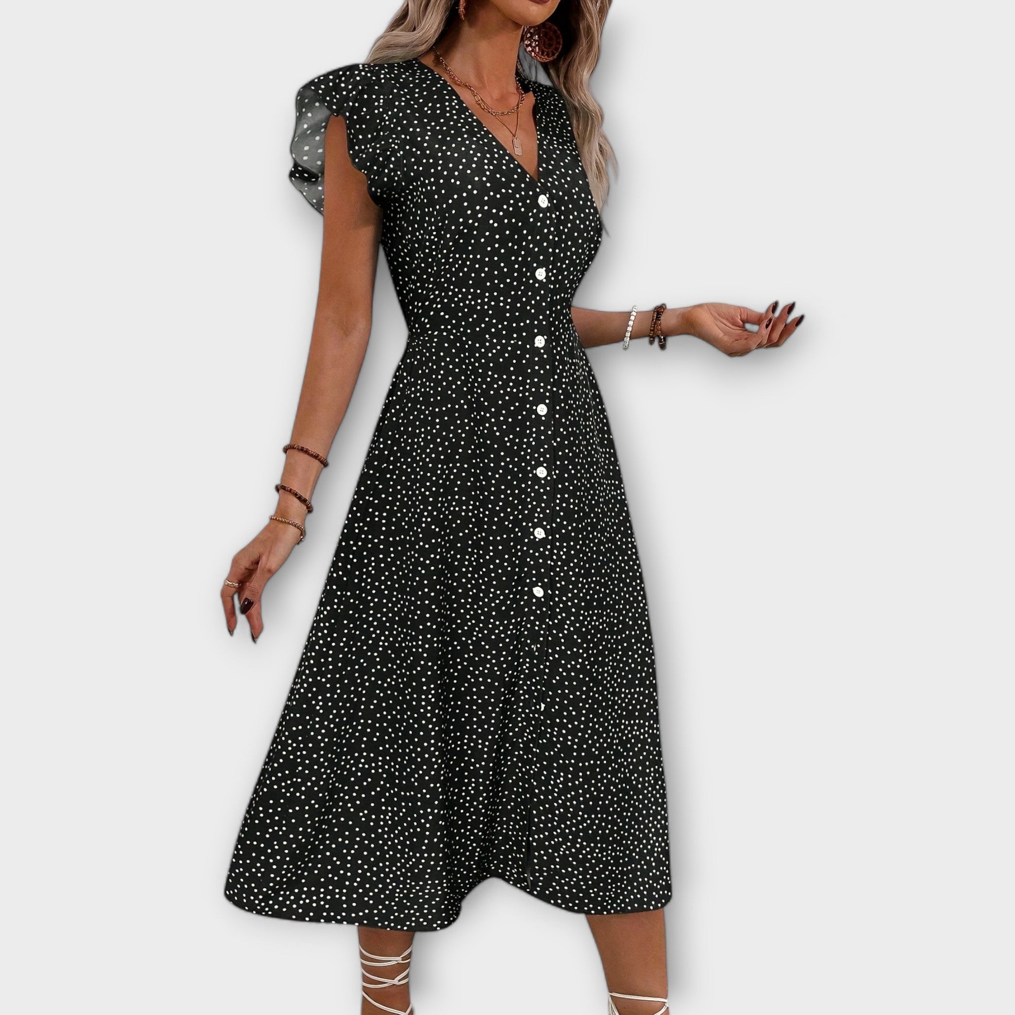 Rochie midi elegantă cu buline