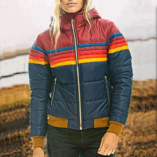 Ines - Geacă Retro cu Glugă din Blană