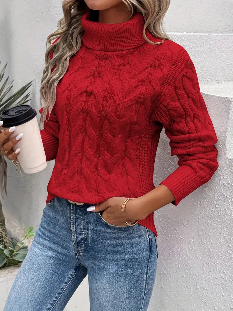 CRISTINA™ | PULOVER CU GULER ÎNALT ARTISANAL