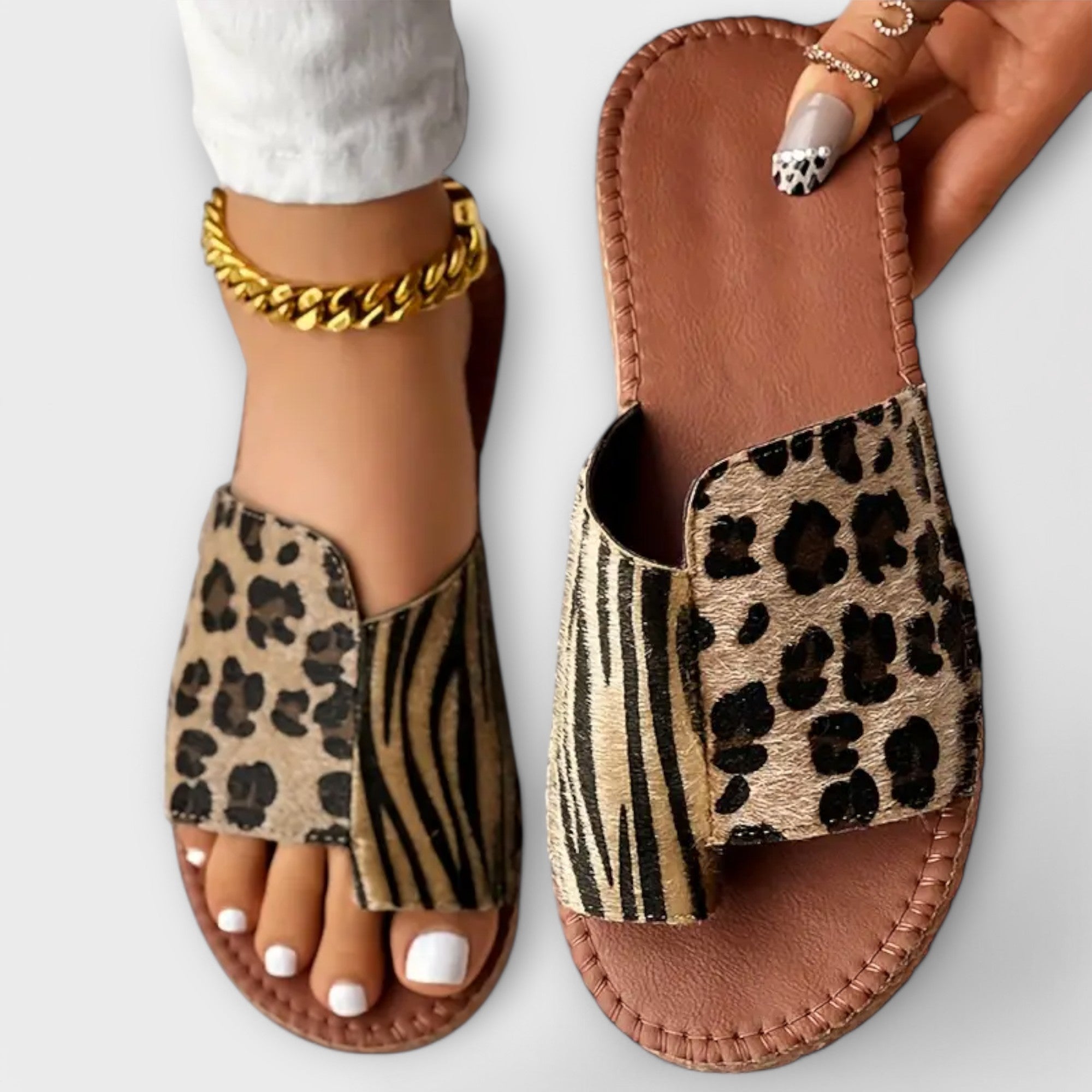 Lyan | Saboturi Bicolor cu Patină Leopard