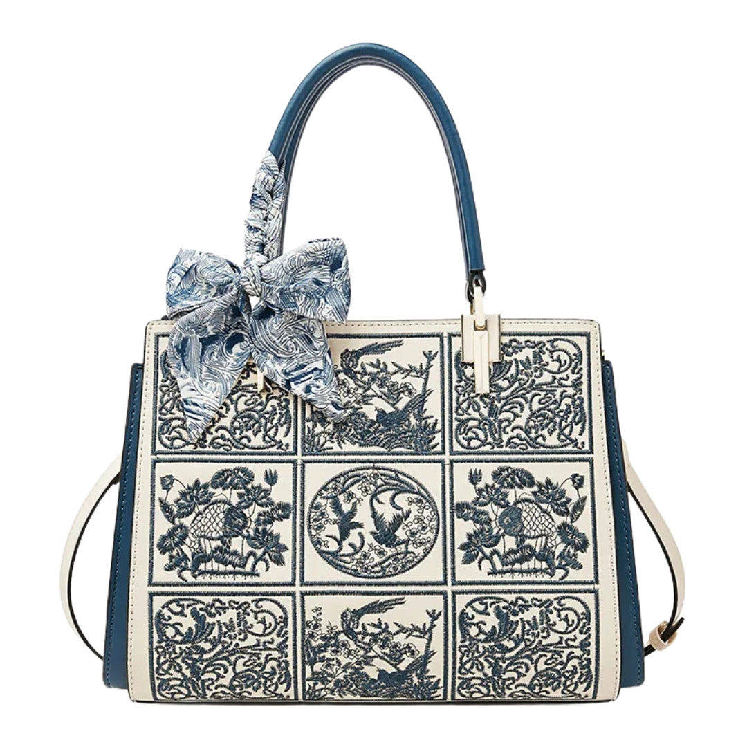 sylvia™ – geantă crossbody unică cu broderie și detaliu în formă de fundă