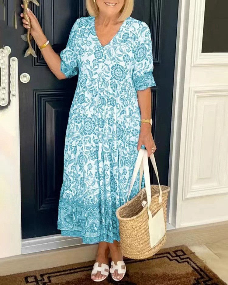 Keisha | Rochie Florală cu Decolteu în V Elegant