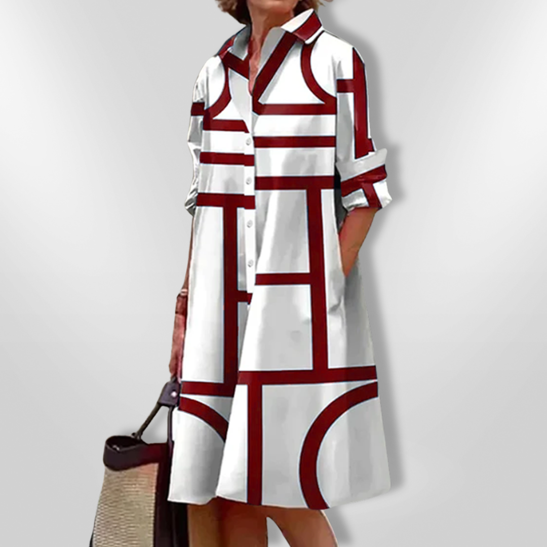 Helena | Rochie Midi cu Model Geometric