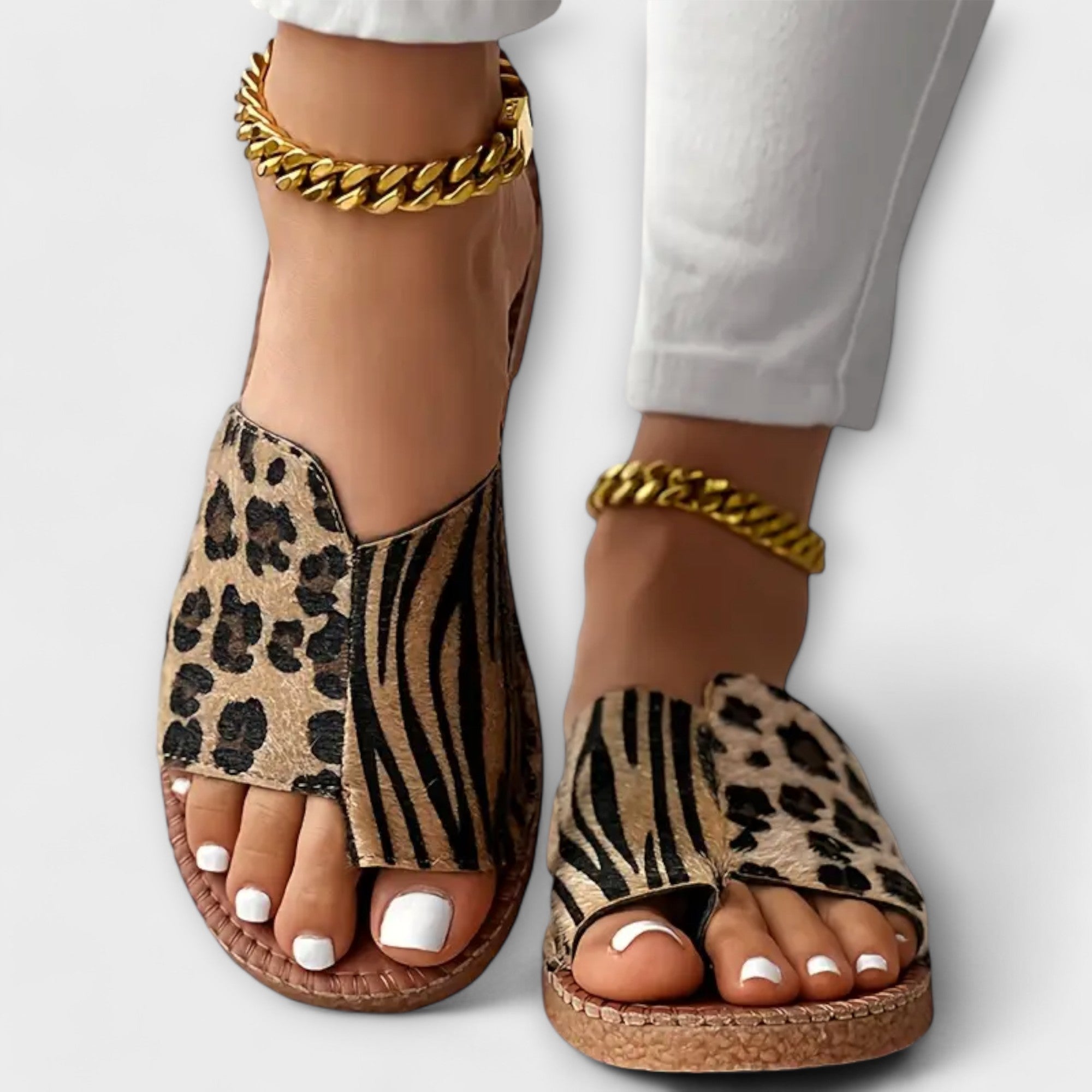 Lyan | Saboturi Bicolor cu Patină Leopard