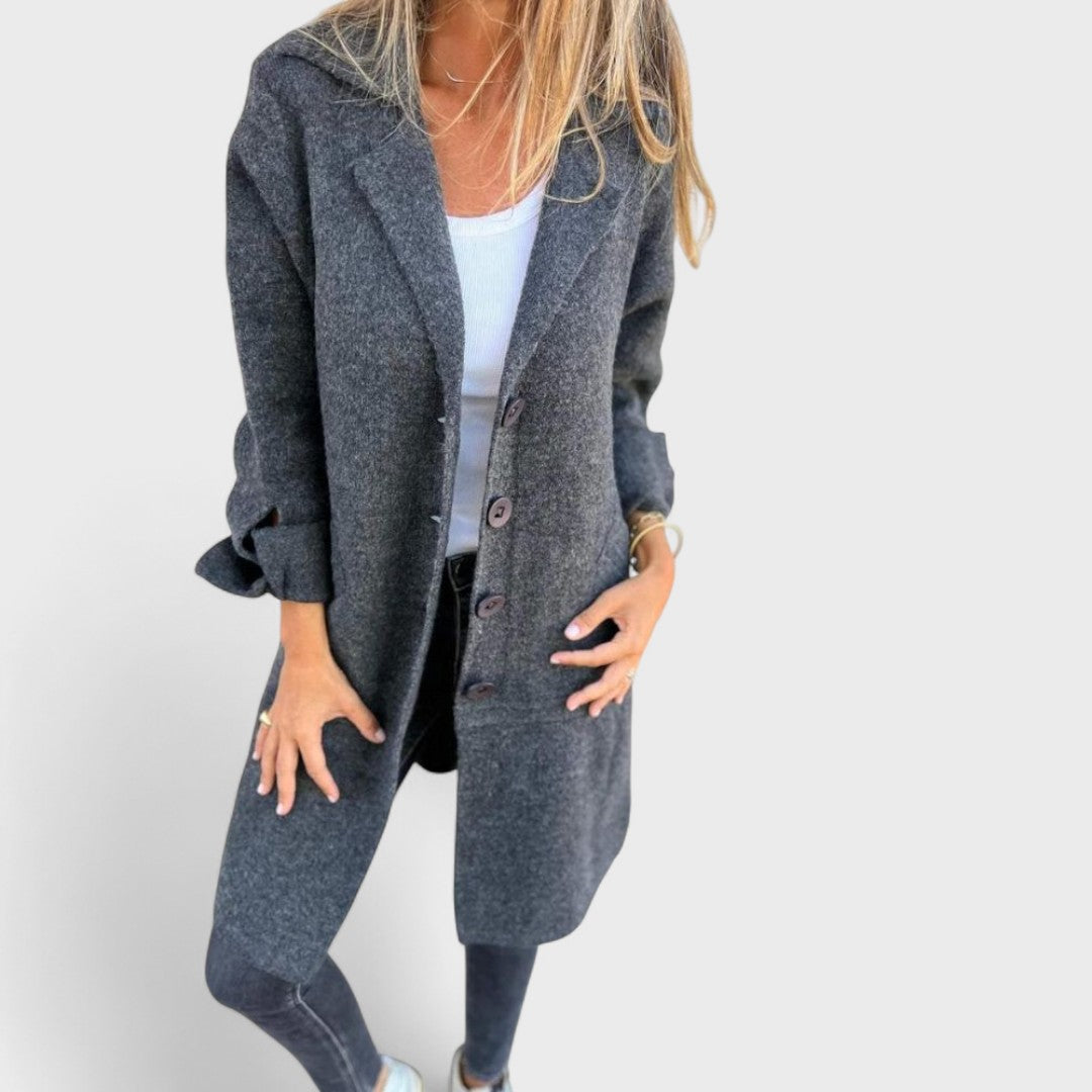 Maila - Palton lung casual cu rever