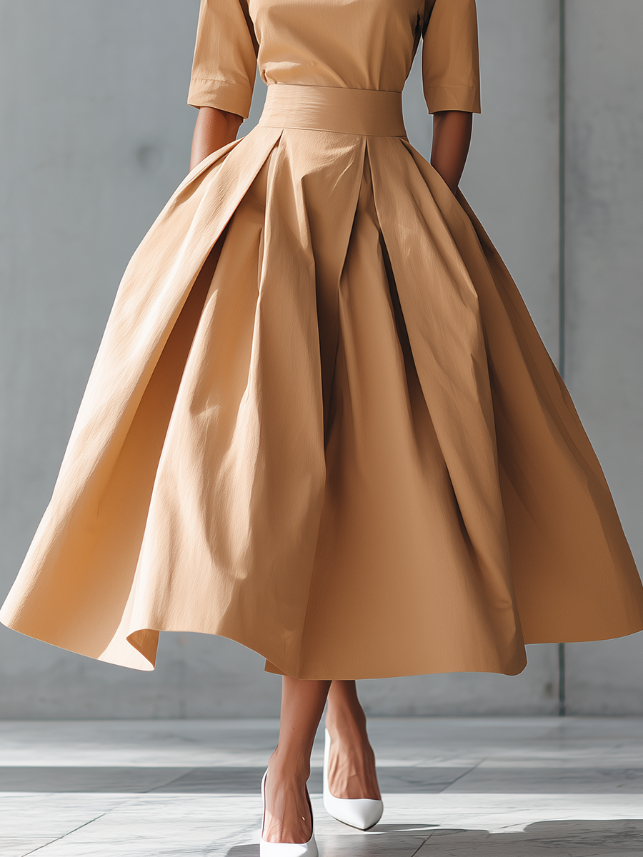 Rochie Maxi Structurată din Bumbac