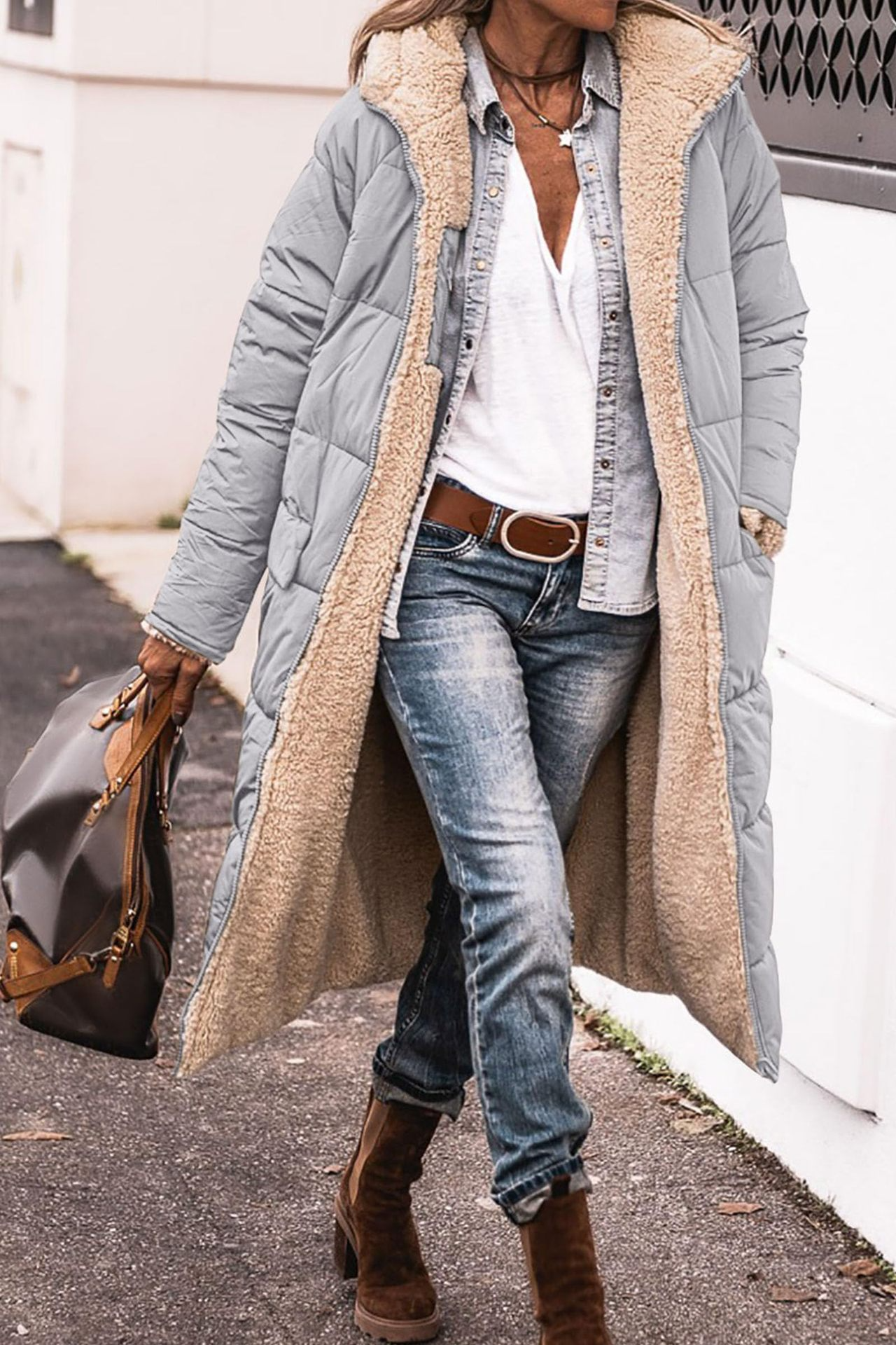 Johna – Palton Reversibil din Sherpa Luxe