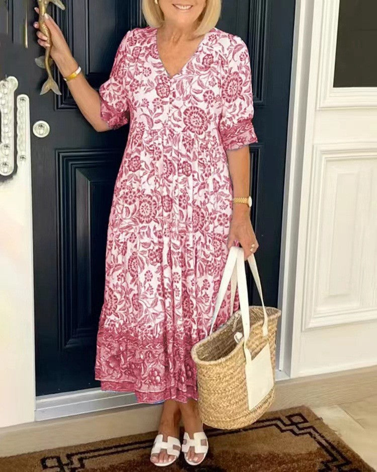 Keisha | Rochie Florală cu Decolteu în V Elegant