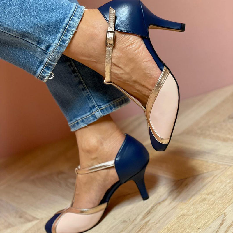Océane™ | Pantofi Eleganți cu Toc în Nuanta Bleumarin