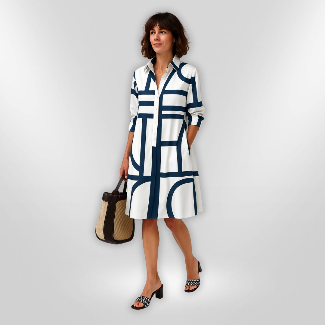 Helena | Rochie Midi cu Model Geometric