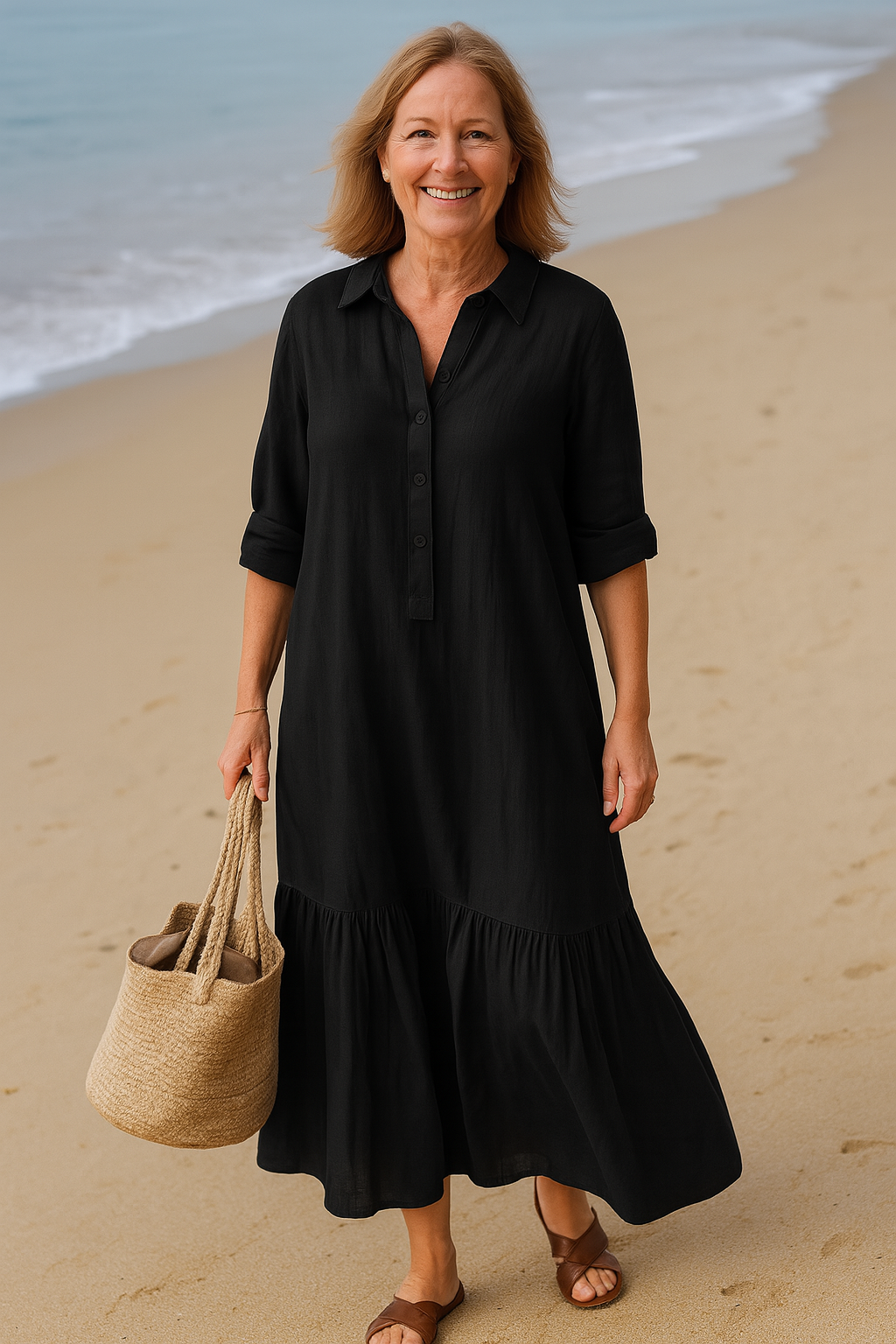 Sofia – Rochie cu Guler & Satin Vaporos