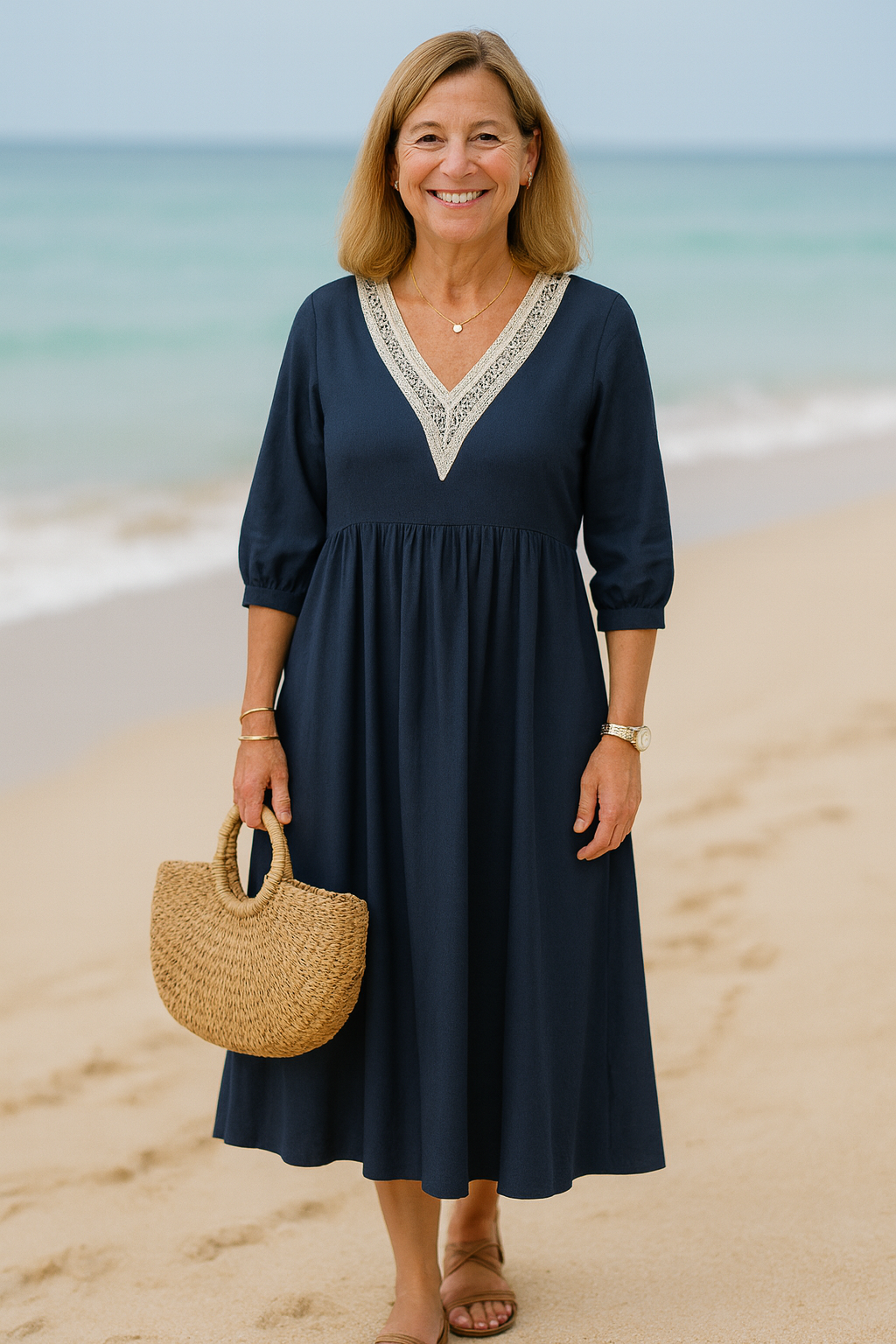 Sofia – Rochie Elegantă de Vară cu Decolteu în V și Siluetă Relaxată