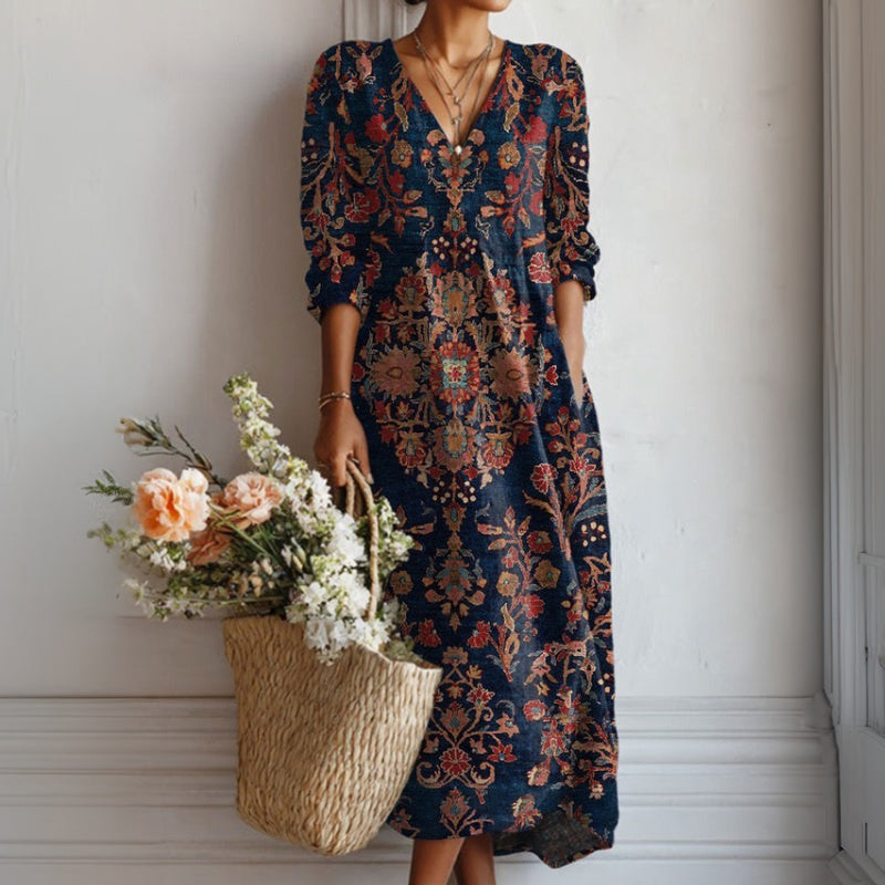 【Mâneci Lungi】Rochie de Stil Etnic Vintage
