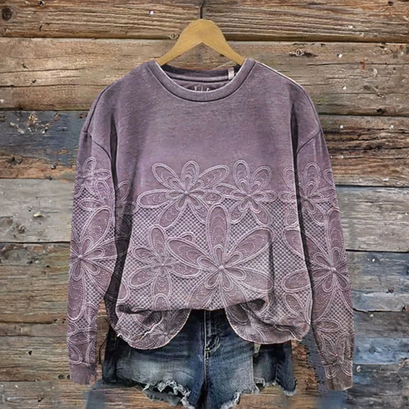 Sweat-Shirt Vintage Cu Imprimeu Floral