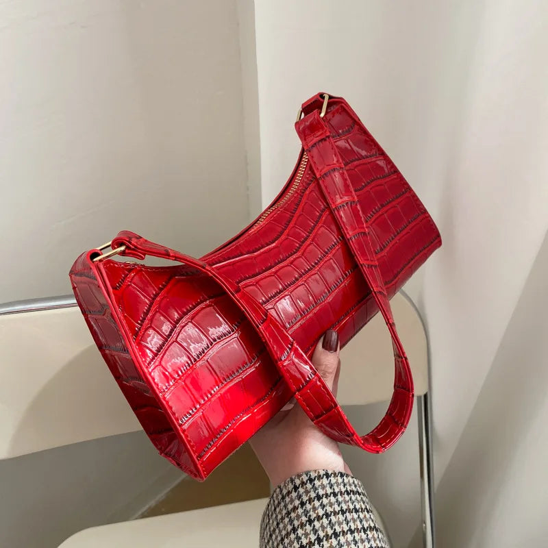 Tilly™ | Geantă de umăr strălucitoare cu motiv de aligator