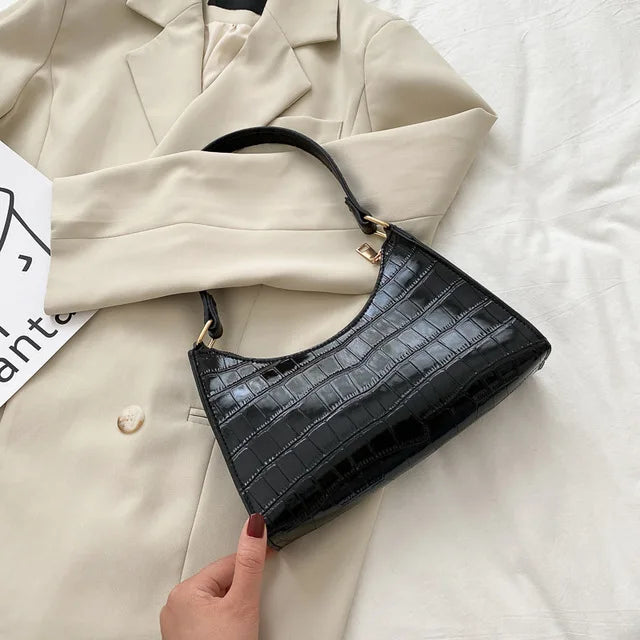 Tilly™ | Geantă de umăr strălucitoare cu motiv de aligator