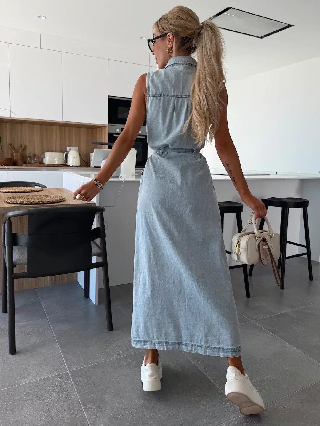 Hanna | Rochie lungă din denim fără mâneci
