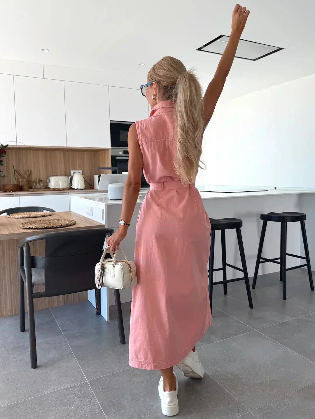 Hanna | Rochie lungă din denim fără mâneci
