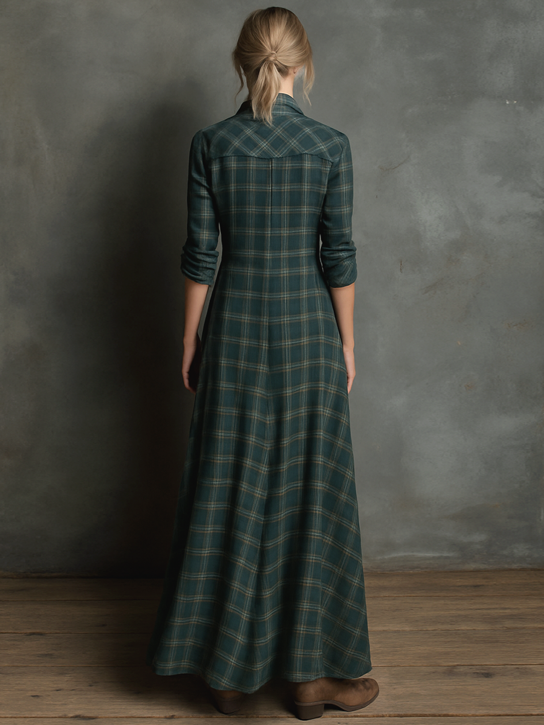 Rochie maxi cu dungi și rever