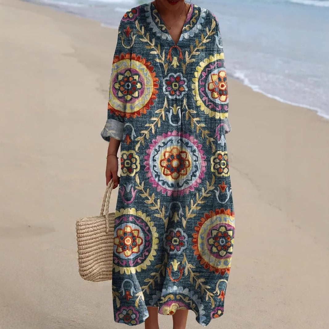 Sofia | Rochie Boho cu Imprimare Etnică