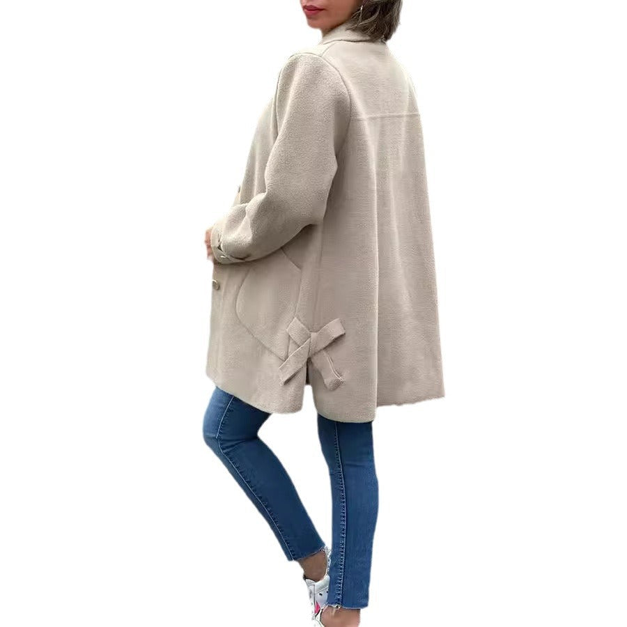 MOANA | Palton Oversized Clasic cu Detalii în Formă de Fundiță