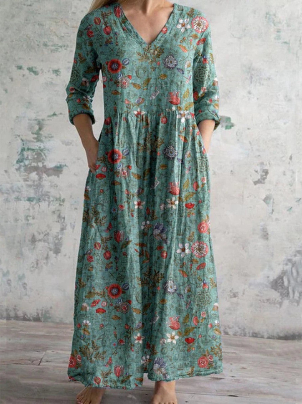 Celestine | Rochie maxi cu imprimeu floral vintage