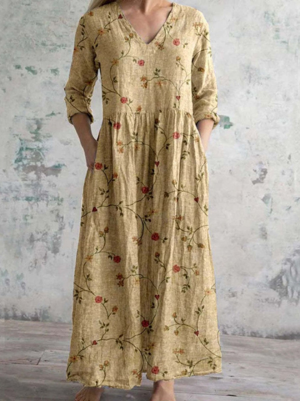 Celestine | Rochie maxi cu imprimeu floral vintage