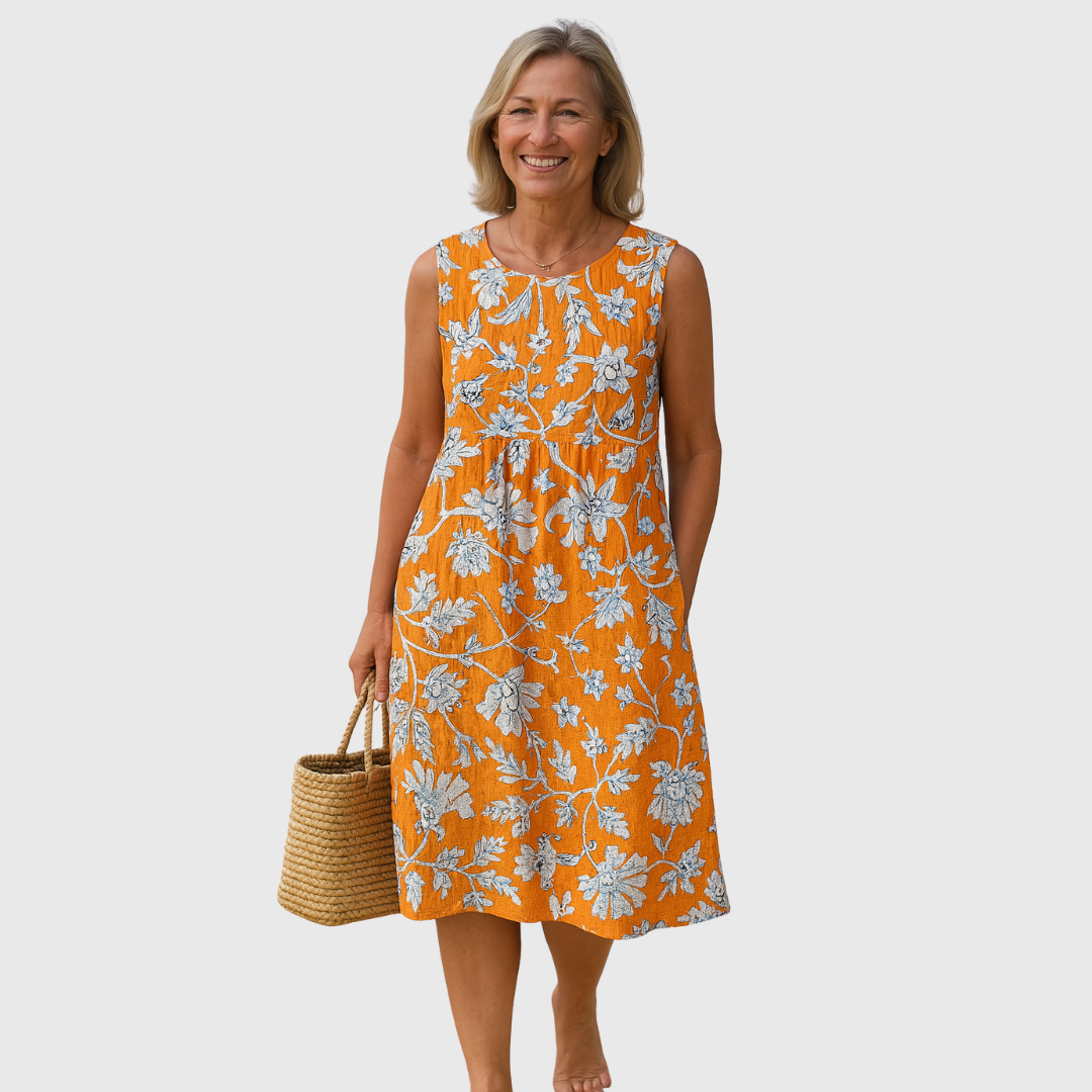 Sofia – Rochie de Vară cu Flori Tropicale și Siluetă Relaxată