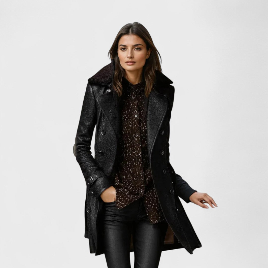 Marie - Palton Elegant 3/4 din Piele