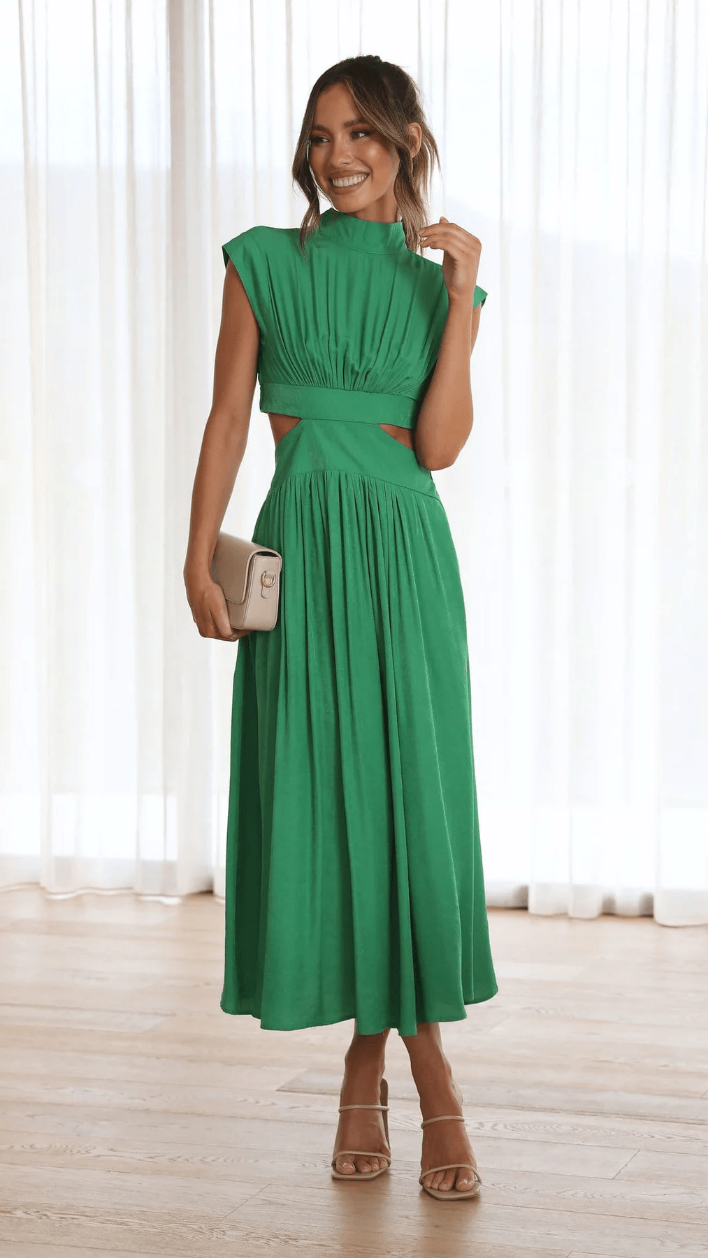 Quincy | Rochie midi cu decupaj și buzunare