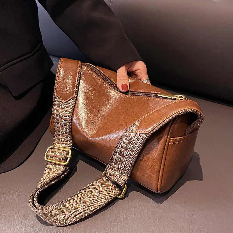 Trine™ | Geantă Crossbody Vintage din Piele cu Curea Reglabilă Țesută