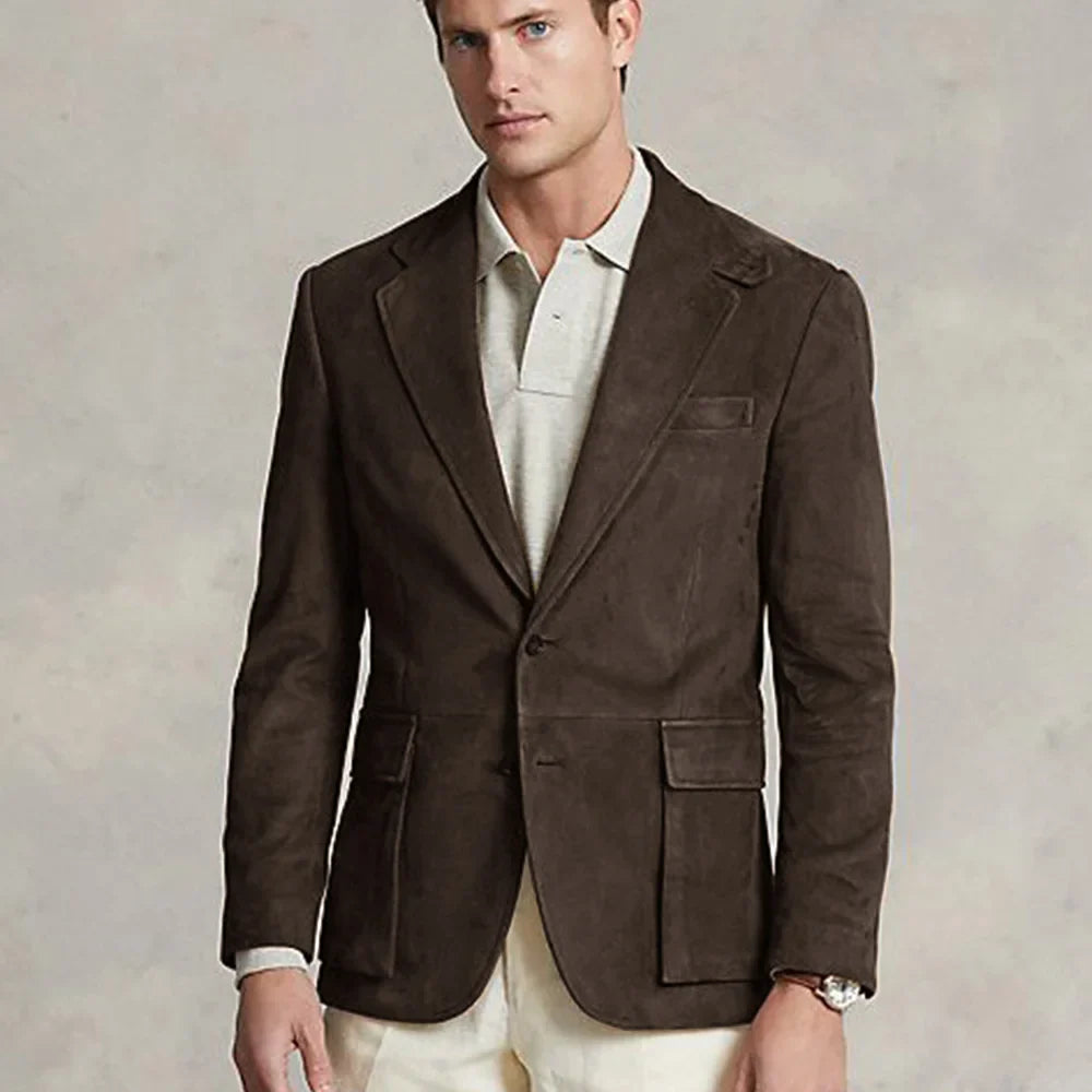 Marc - Blazer din daim casual, confort optim pentru deplasările dvs., design slim trendy, cea mai bine vândută 2023.