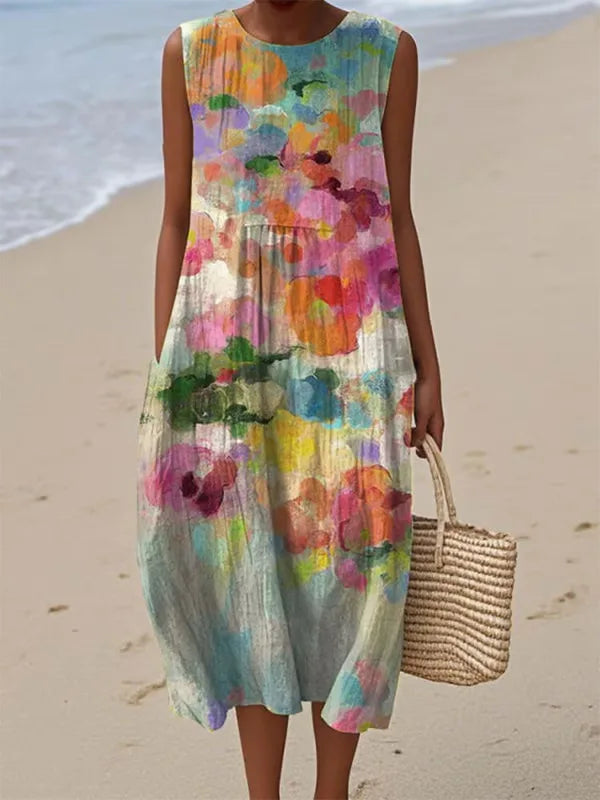 Adelina | Rochie Lungă de Vară cu Patchwork Floral