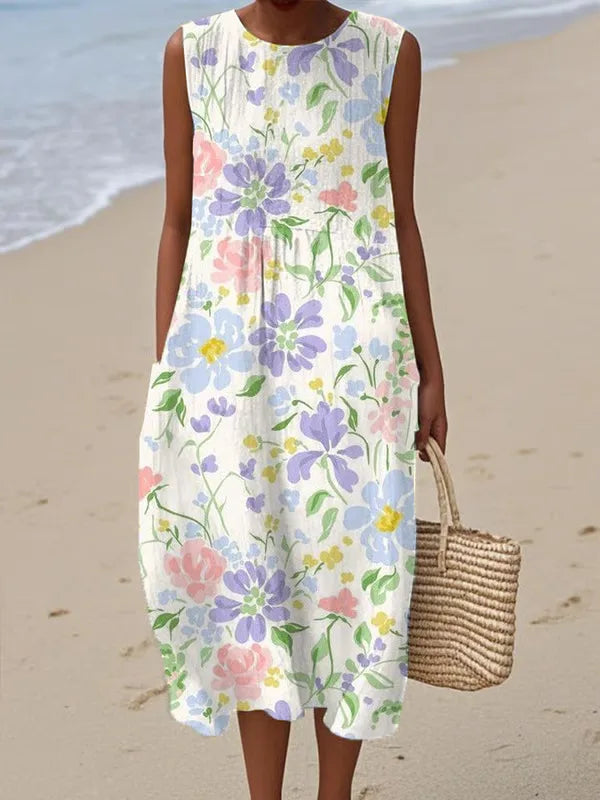 Adelina | Rochie Lungă de Vară cu Patchwork Floral