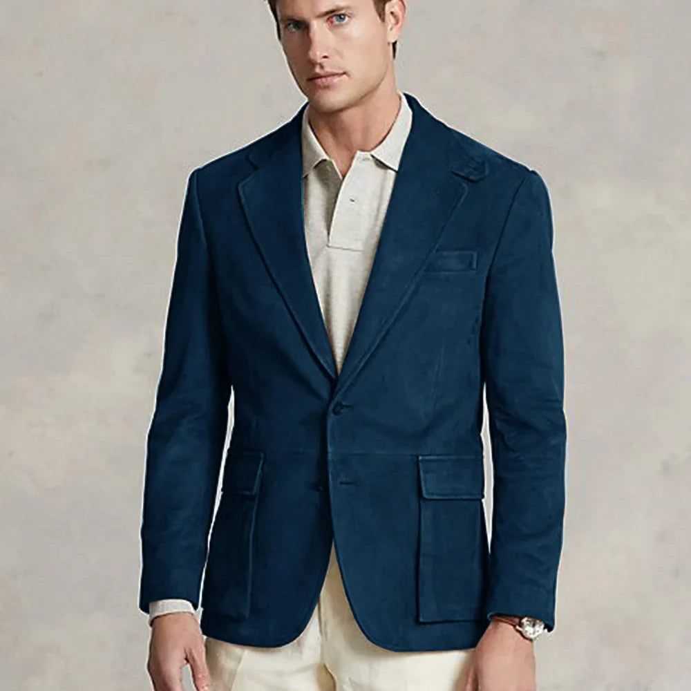 Marc - Blazer din daim casual, confort optim pentru deplasările dvs., design slim trendy, cea mai bine vândută 2023.