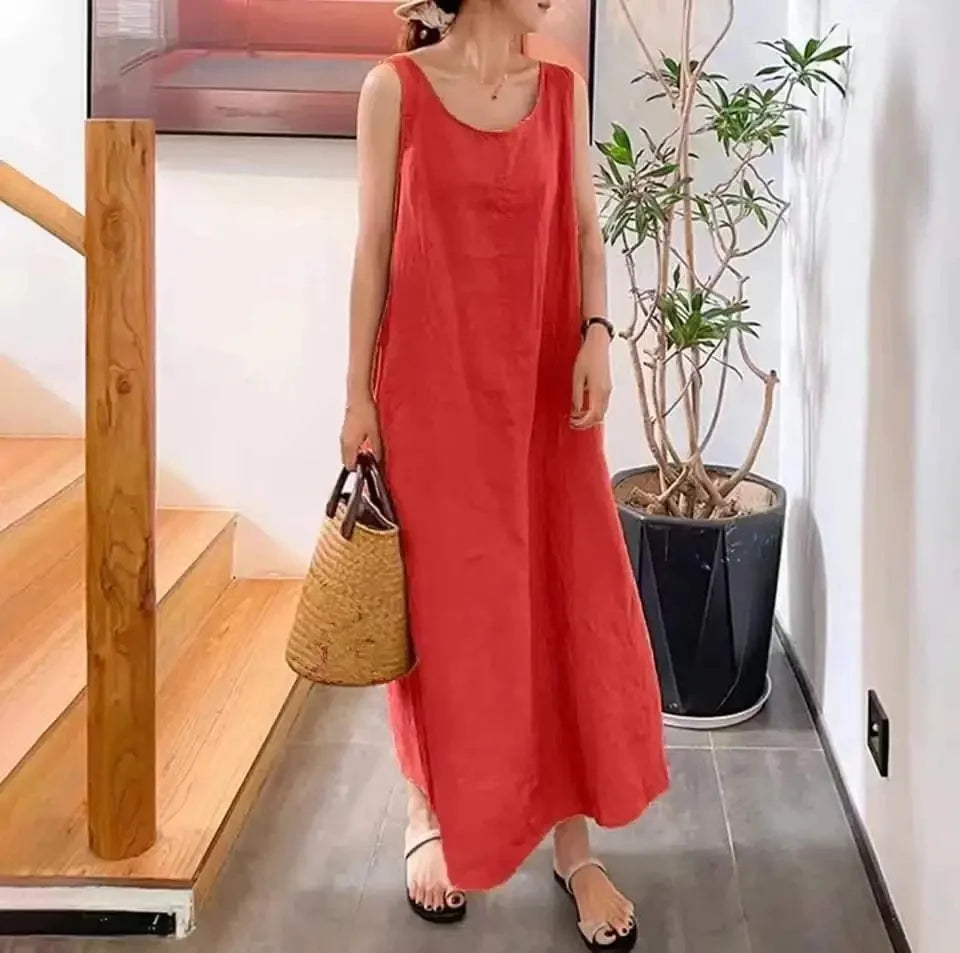 Sofia – Salopetă de Vară Relaxată fără Mâneci cu Stil Minimalist