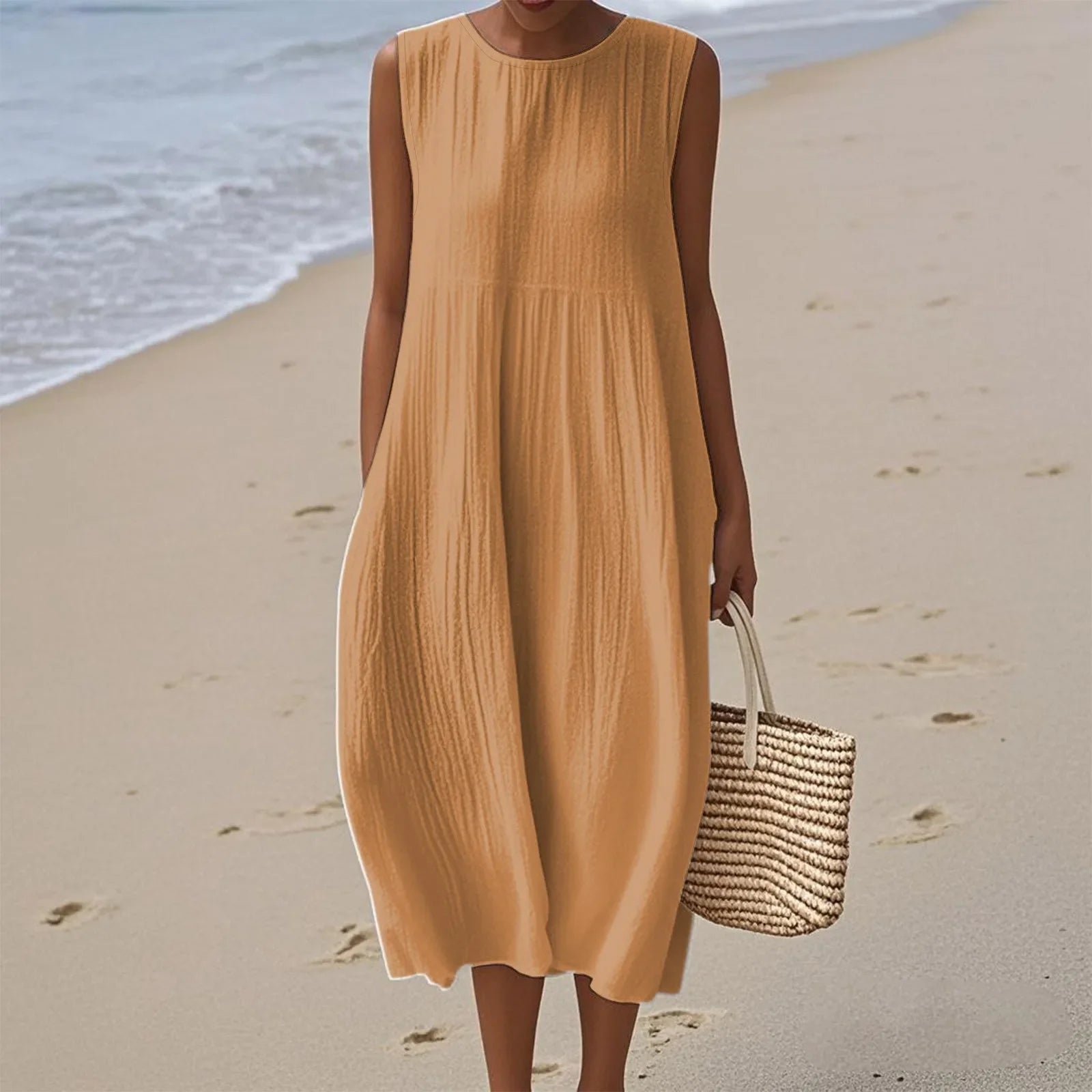 Sienna | Rochie Midi Fără Mâneci pentru un Stil Estival Fără Efort