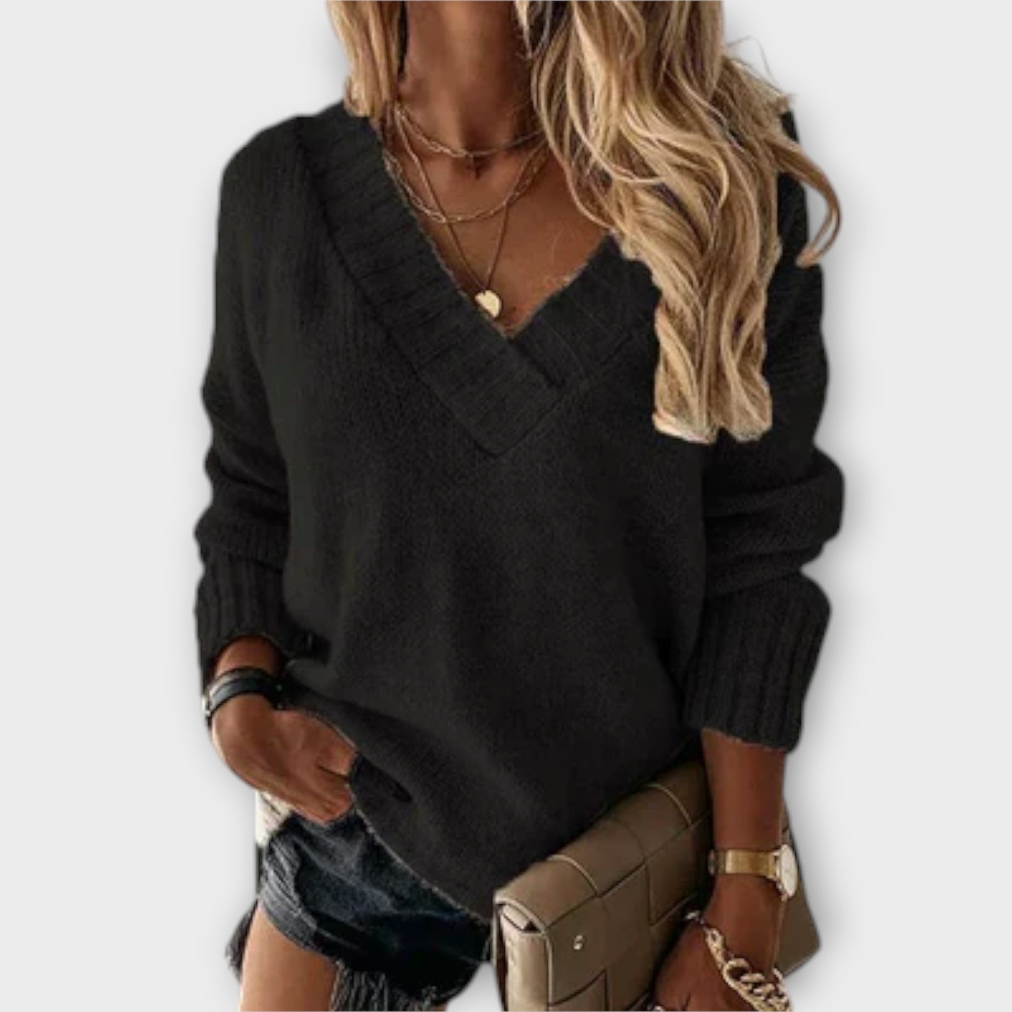 Jane - Pulover V-Neck Confortabil