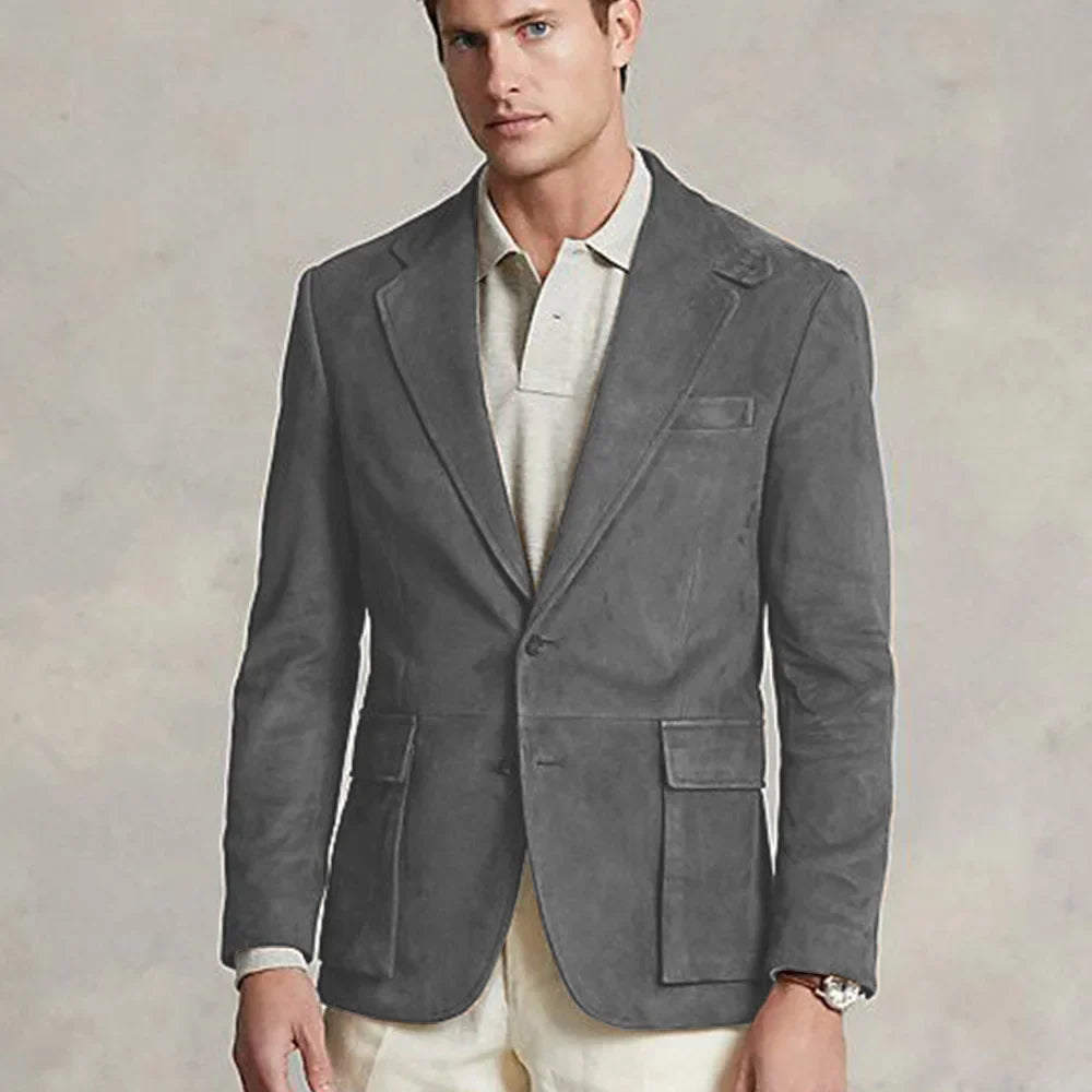 Marc - Blazer din daim casual, confort optim pentru deplasările dvs., design slim trendy, cea mai bine vândută 2023.