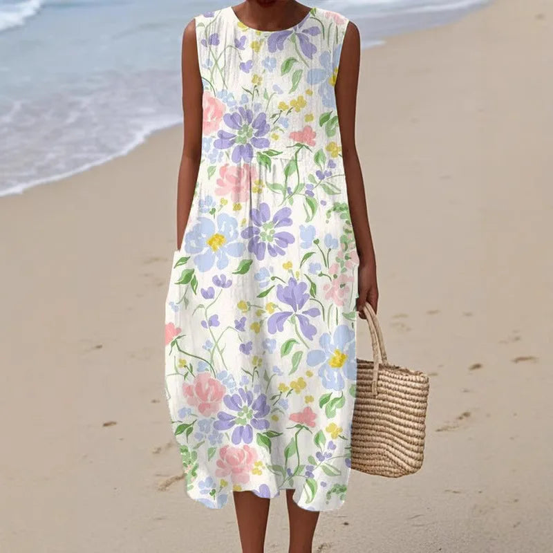 Adelina | Rochie Lungă de Vară cu Patchwork Floral