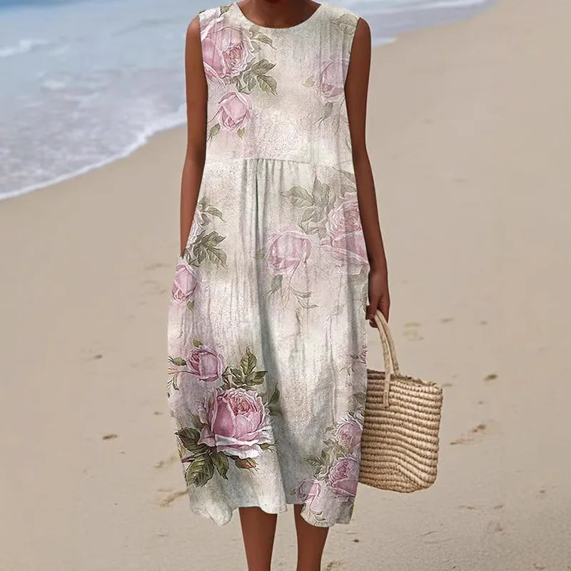 Adelina | Rochie Lungă de Vară cu Patchwork Floral