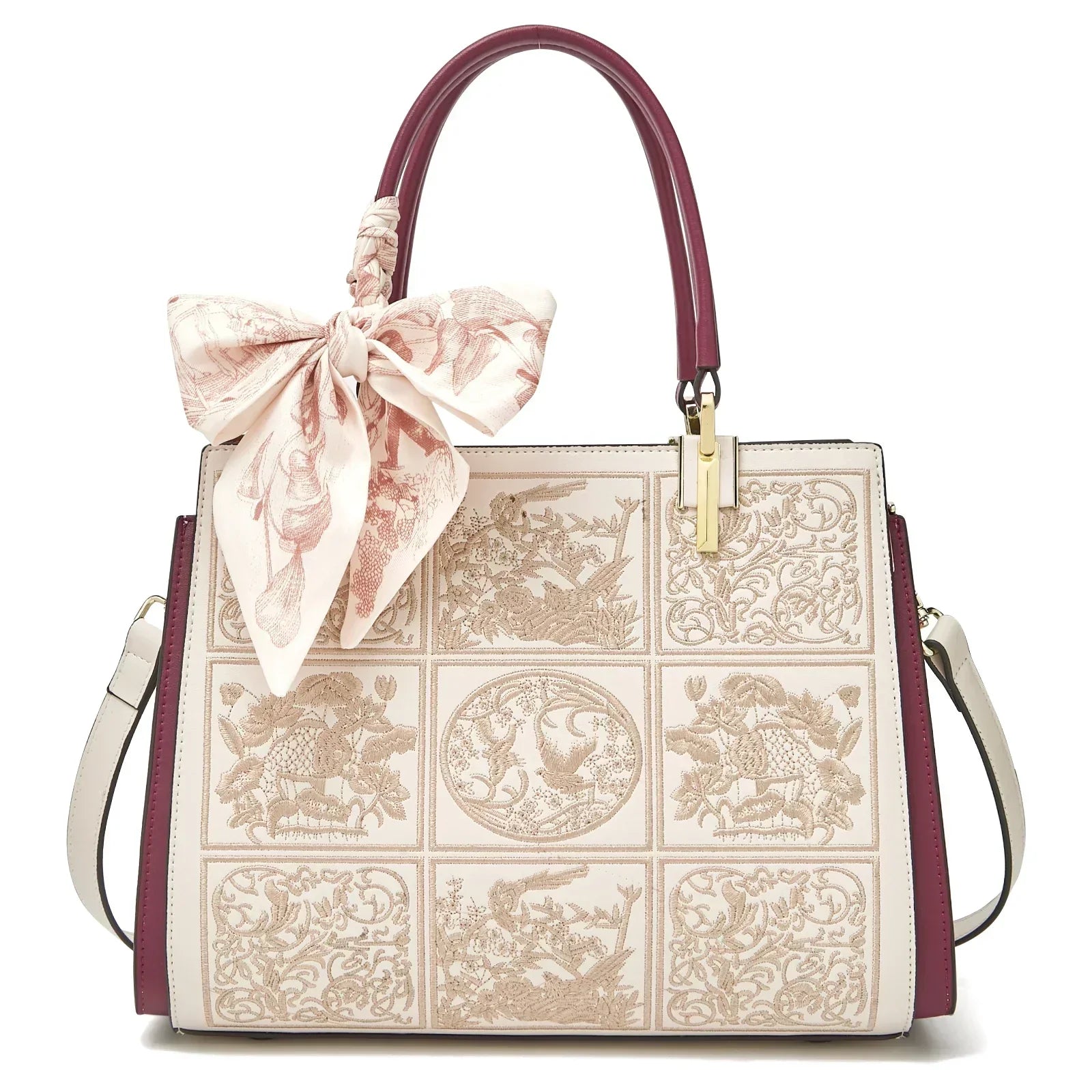 sylvia™ – geantă crossbody unică cu broderie și detaliu în formă de fundă