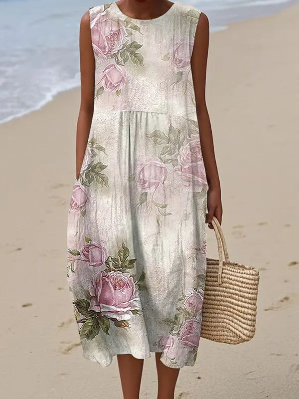 Adelina | Rochie Lungă de Vară cu Patchwork Floral