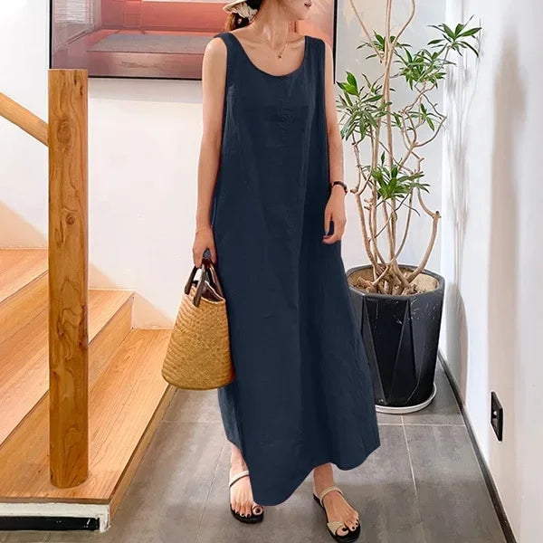 Sofia – Salopetă de Vară Relaxată fără Mâneci cu Stil Minimalist