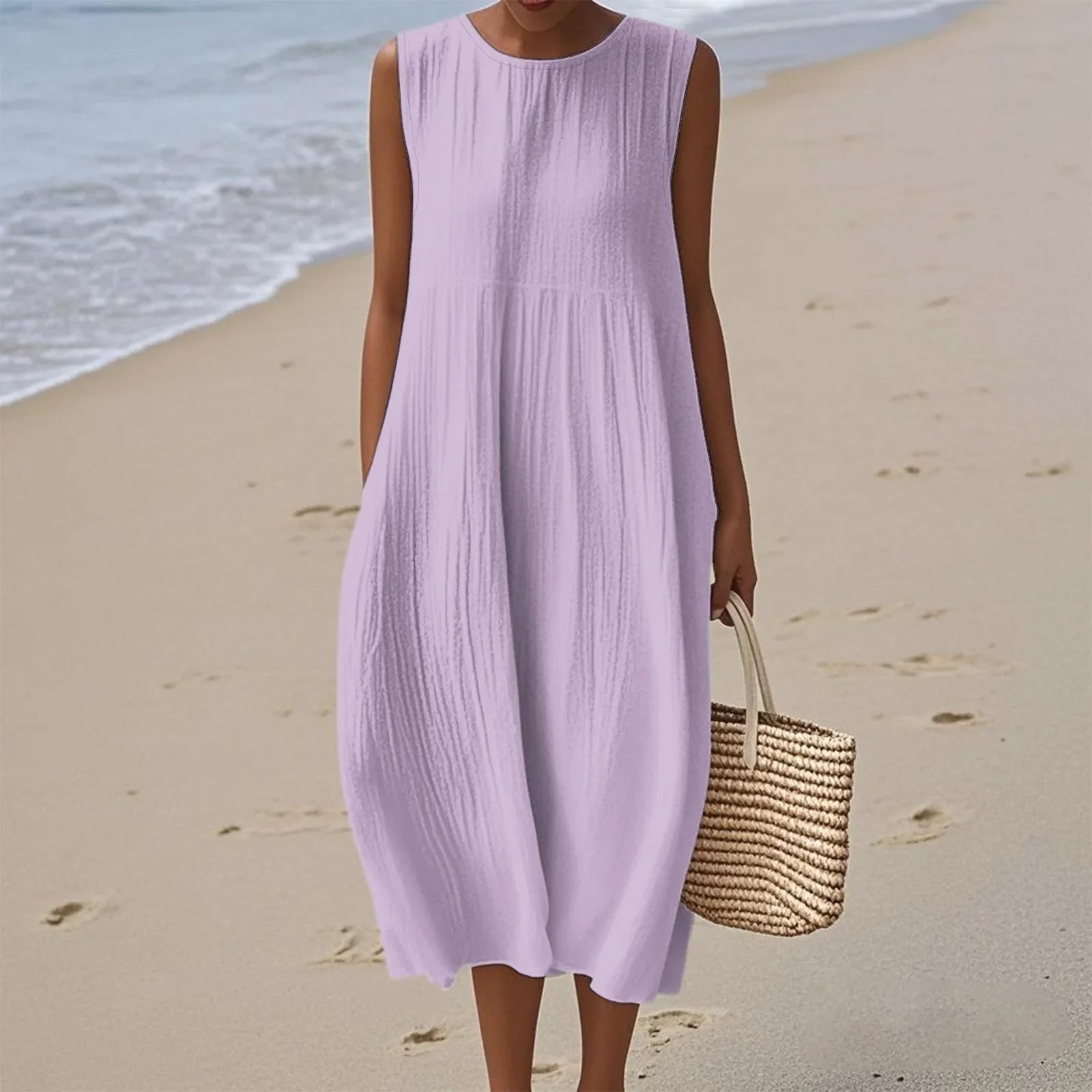 Sienna | Rochie Midi Fără Mâneci pentru un Stil Estival Fără Efort