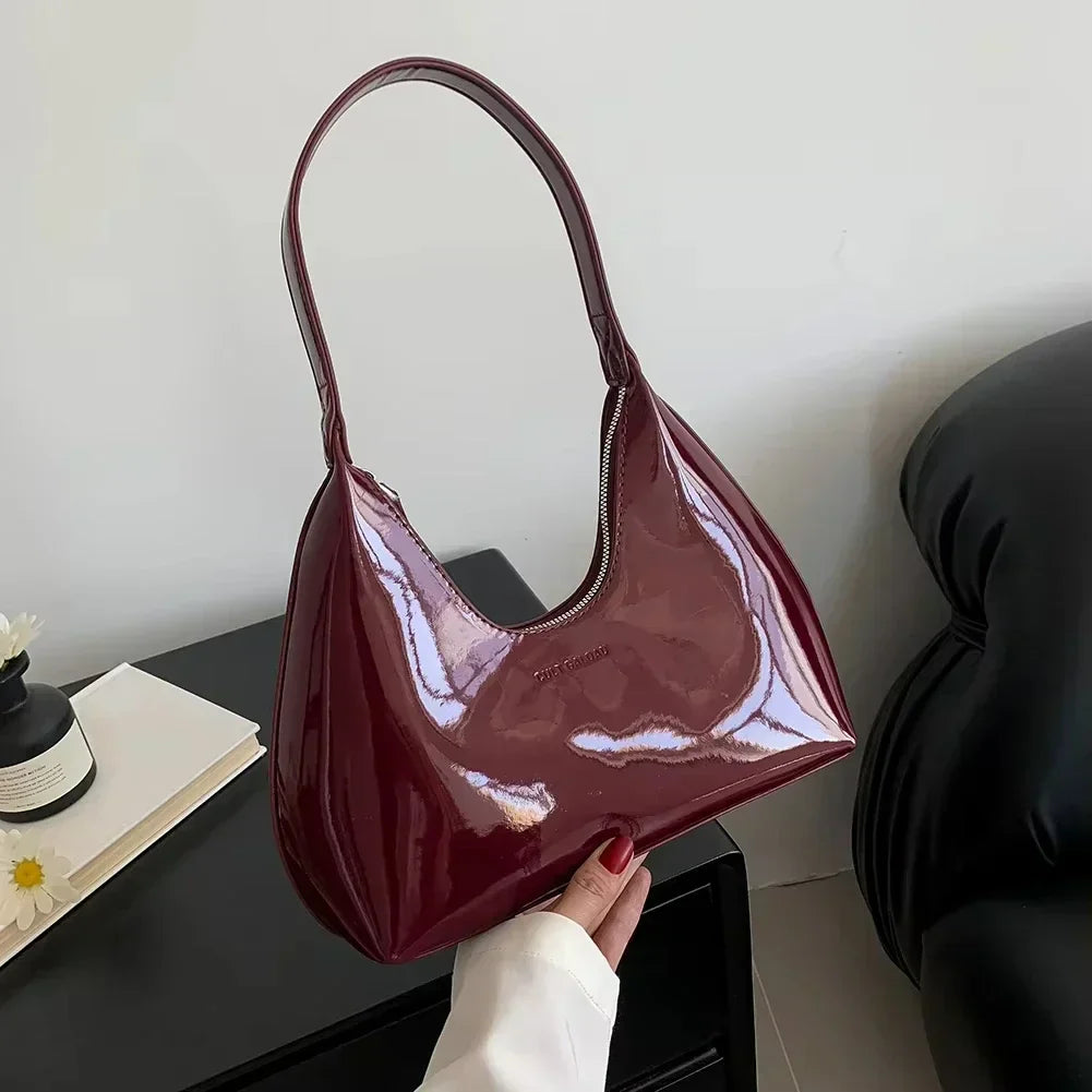 vera™ – geantă de umăr vin roșu lucios