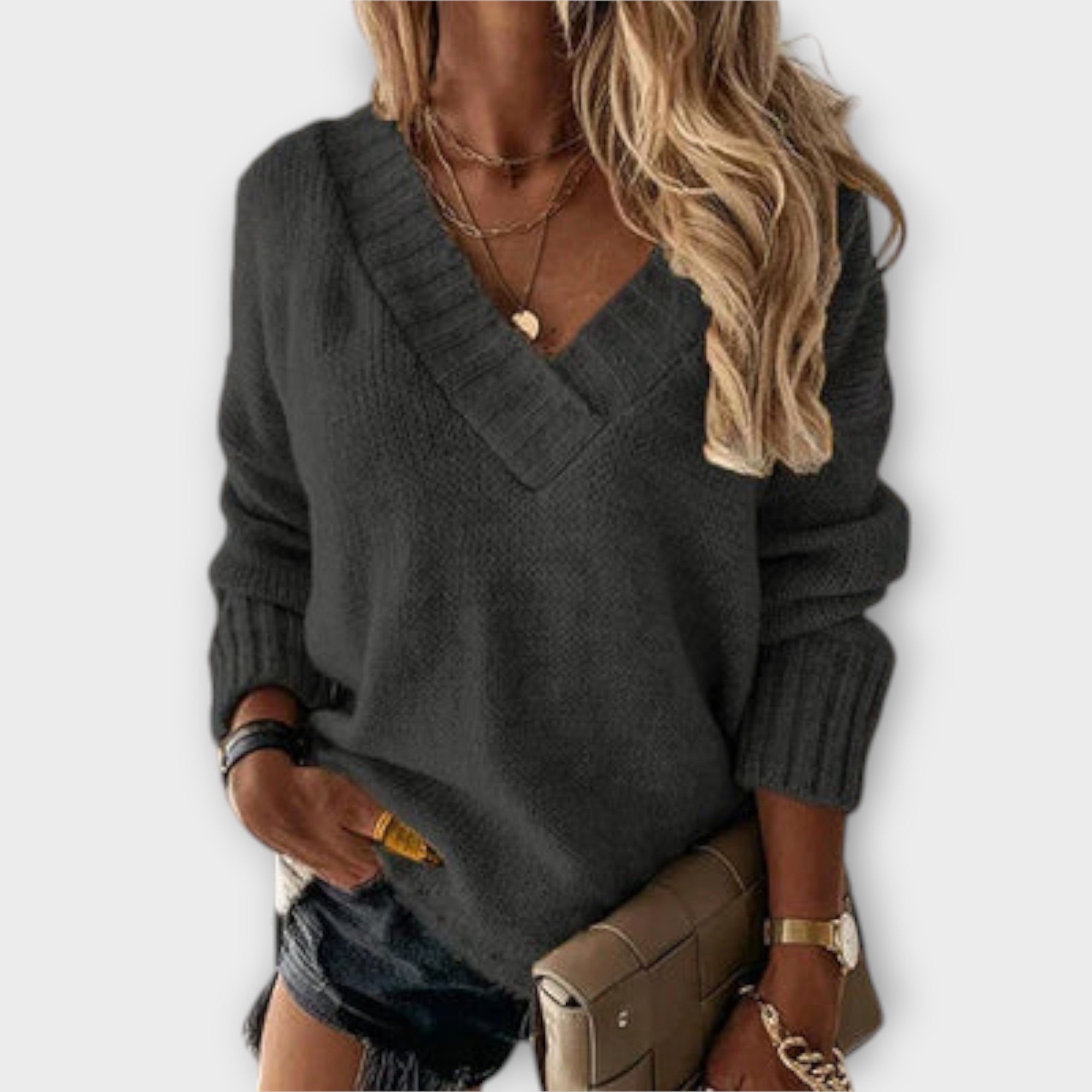 Jane - Pulover V-Neck Confortabil
