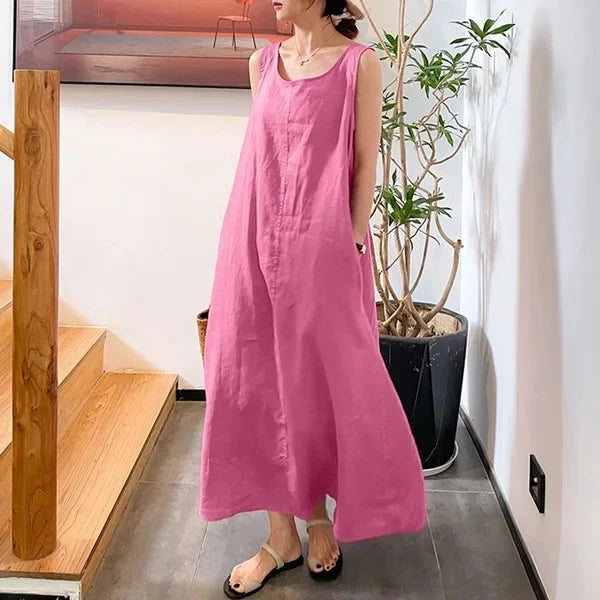 Sofia – Salopetă de Vară Relaxată fără Mâneci cu Stil Minimalist