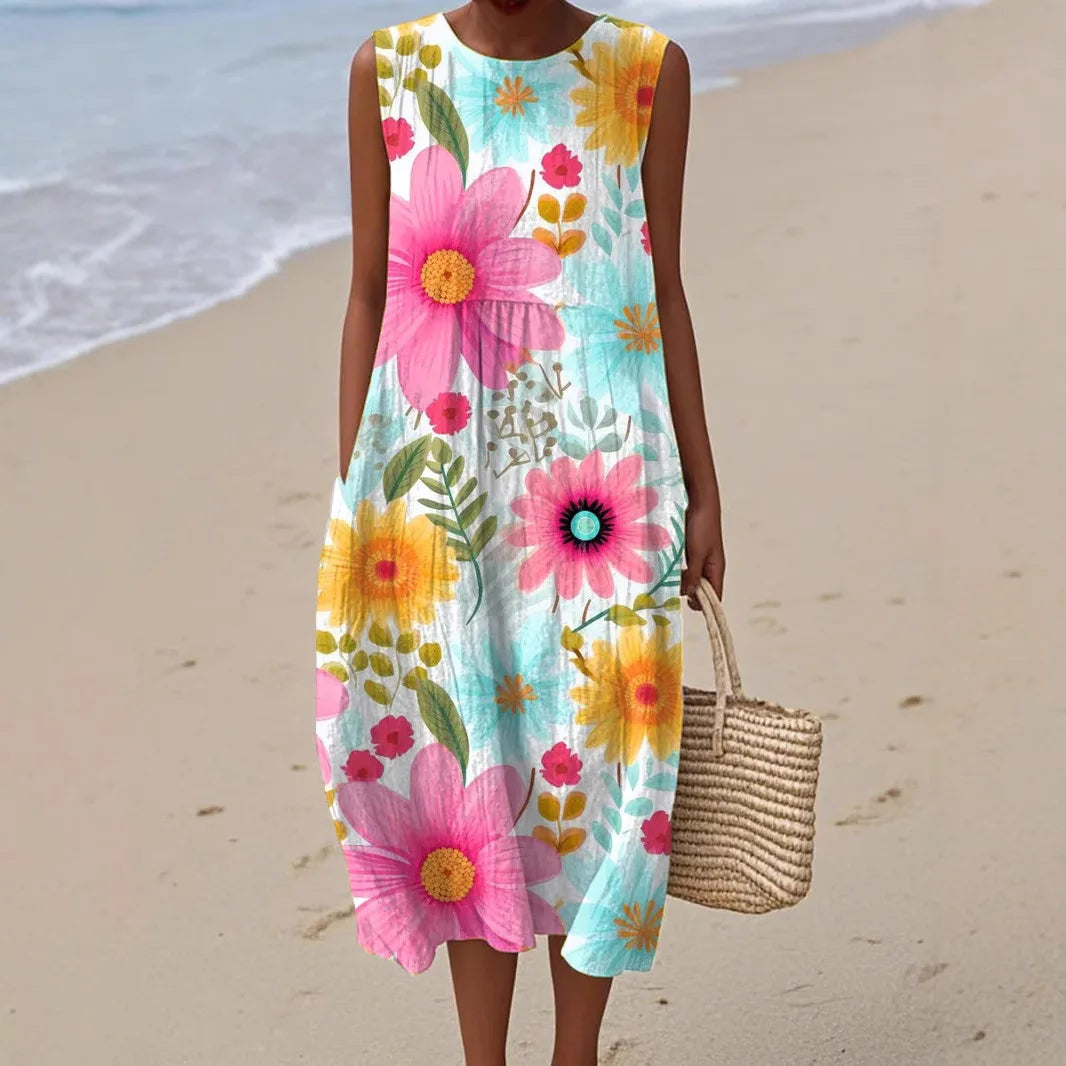 Adelina | Rochie Lungă de Vară cu Patchwork Floral