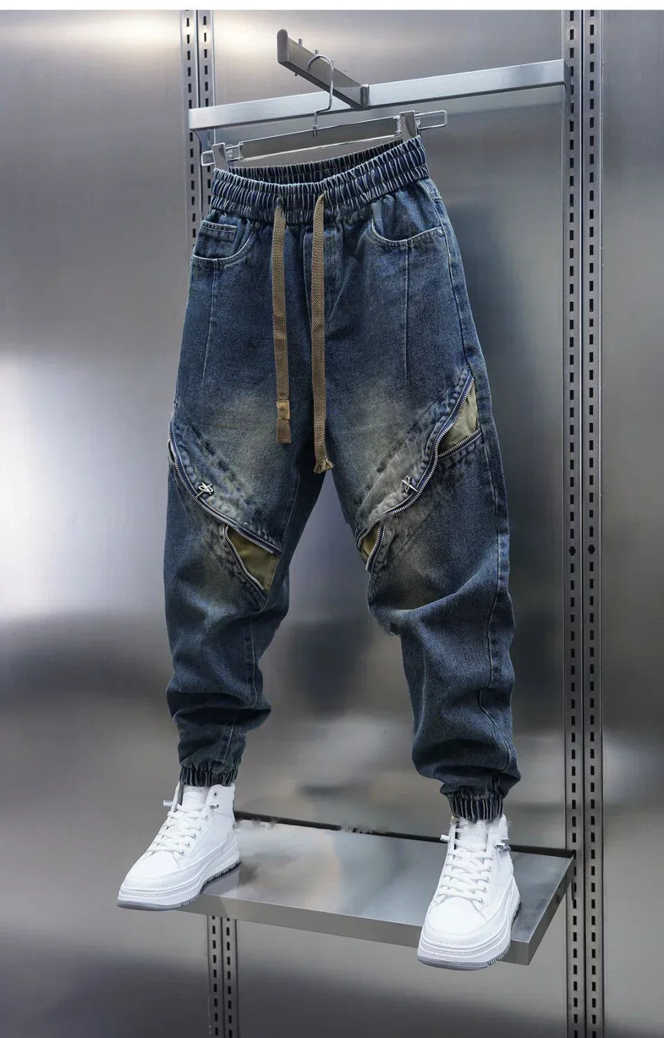 Laurent™ | Pantaloni Baggy din Denim cu Curea